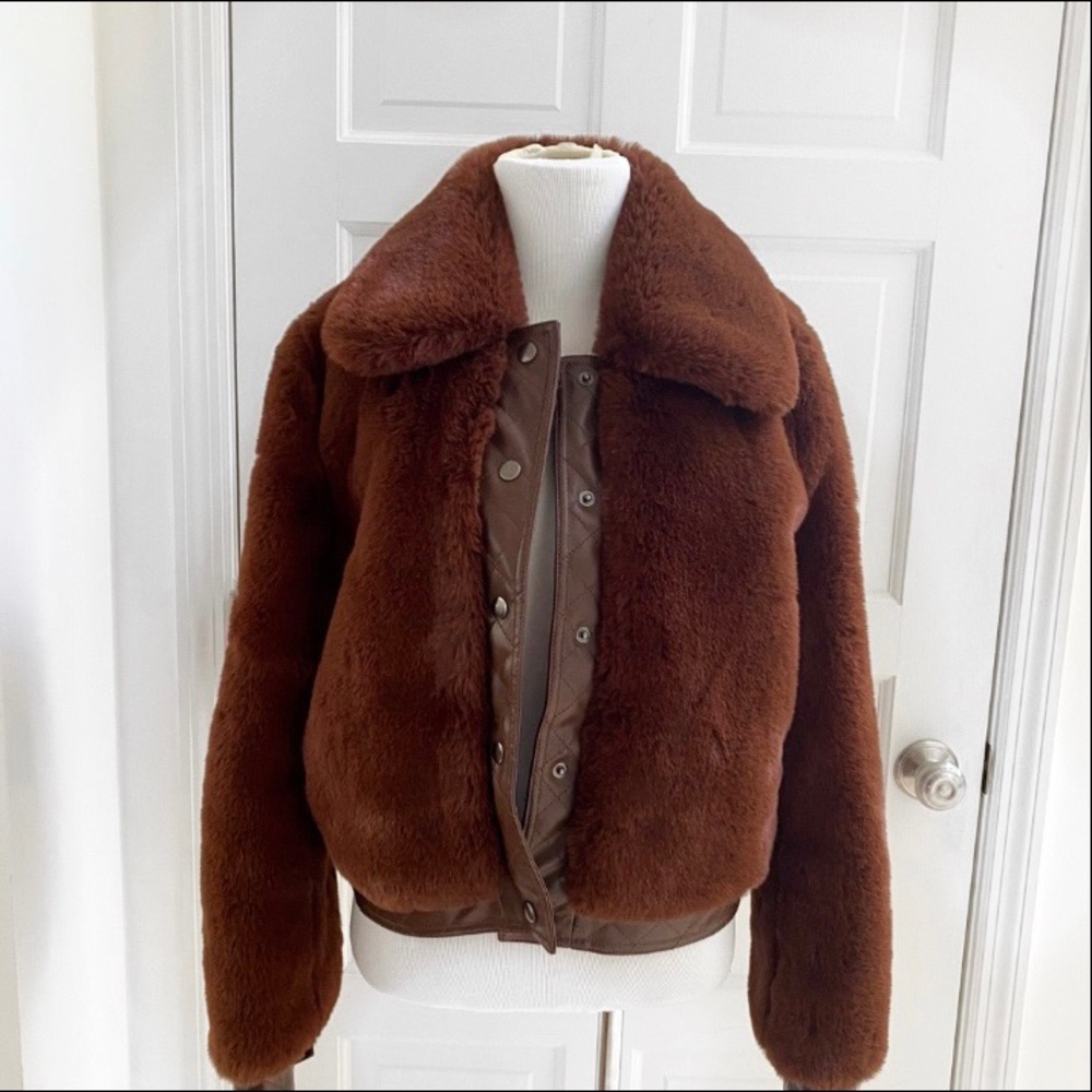Faux Fur Astra Coat Brown Sz L New Without Tags
